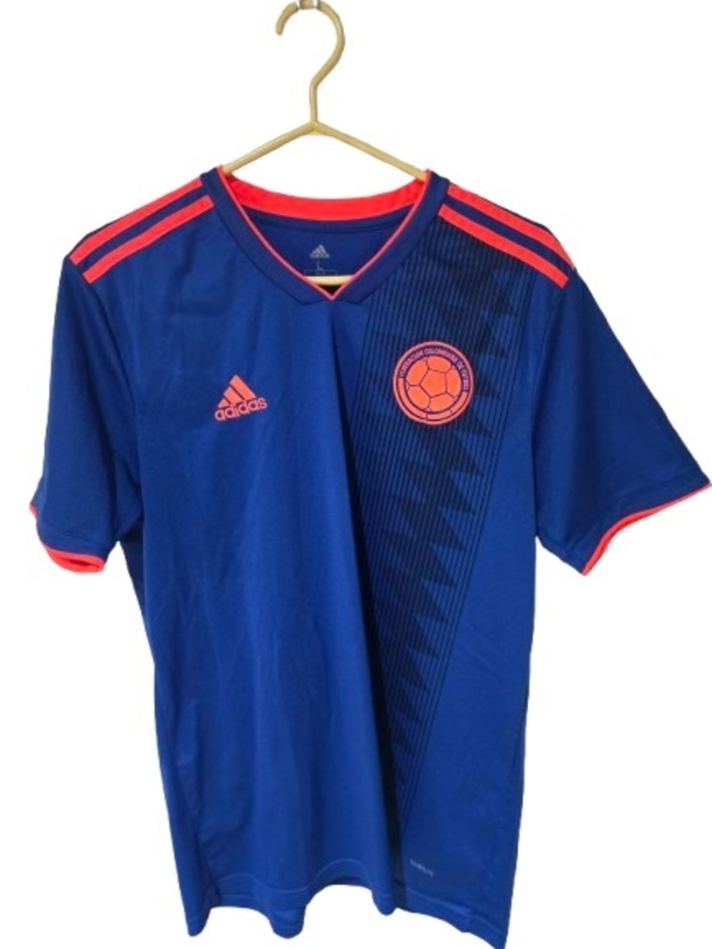 Adidas Colombia Away Soccer Jersey Men's Large Blue Orange Football Shirt